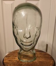 Vintage Emerald Greenclear Glass Mannequin Head Life Size Wig Hat Display