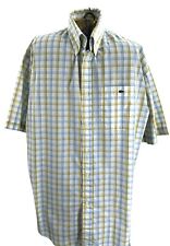 Lacoste Vintage Blue And Yellow Check Button Up Shirt Alligator Logo Mens 43