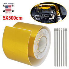16ft 2 Fiberglass Wrap Barrier Tape Heat Shield Roll Exhaust Tape Gold For Car