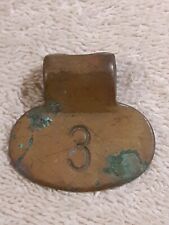 Vintage Brass Cow Tag Dairy Farm Cattle Check Marker Id Tag Number 3 Ships Free