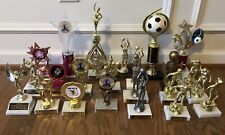 Lot Of 23 Trophies Soccer Basketball Dance Figures Parts Girls Marble Base