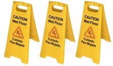 3-pack Caution Wet Floorsign Double Sided Fold-out Bilingual For Public
