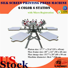 Us 6 Color 6 Station Silk Screen Printing Press Machine With Micro Registration