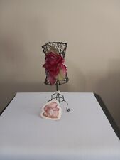 Metal Wire Dress Form Black With Rose Jewelry Standflower Holder 9.5 Tall