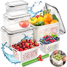 8-pieces Fruit Vegetable Storage Containers For For Fridge With Lids Colanders