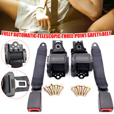 2 Set 3 Point Retractable Car Safety Seat Belt Lap Diagonal Belt Kit Adjustable