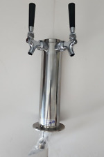 Double Tap Draft Beer Tower Bar Pub Kegerator Dual Chrome Faucet Stainless Steel