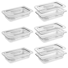6 Pack 14 Size 2.6 Deep Clear Food Pans With Lids Commercial Food Pans Po...