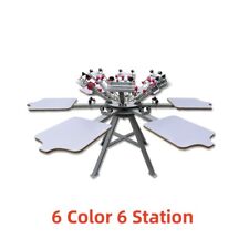 6 Color 6 Station Screen Printing Press Machine Micro Registration Us Stock