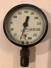 Vintage Ashcroft Pressure Gauge 300 Psi Glass Industrial Use Lower Mount Nice