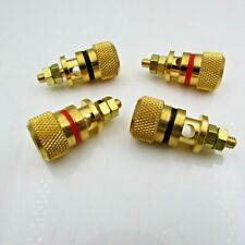 Qty 4 Solid Brass Amplifier Speaker Terminal Binding Post Banana Plug Connector