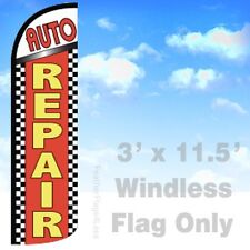 Auto Repair Windless Swooper Feather Flag 3x11.5 Banner Sign - Checkered Rq