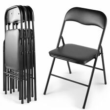 5-pack Plastic Folding Chairs Wedding Banquet Seat Party Event Chair Black