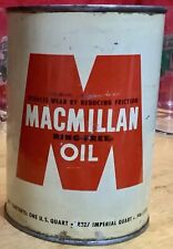 Vintage Macmillan Ring Free Motor Oil Can One Quart Metal Auto Gas