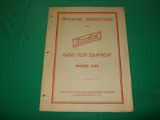 Operating Instructions Hickok Radio Test Equipment Model 202 Tube Tester Manual