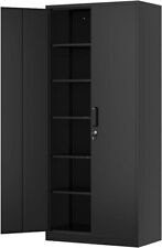 Metal Storage Cabinet-71 Tall Steel File Cabinets With Lockable Doors Shelves
