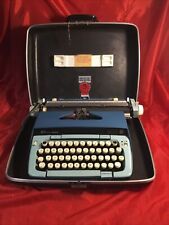 Antique Smith Corona Typewriter Vtg Portable Case Galaxie Twelve Atomic Blue 12