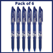 Pilot Frixion Ball Erasable Gel Pen Fine Pt 0.7mm Blue Ink Pack Of 6