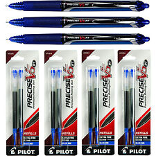 Pilot Precise V5 Rt 3 Pens With 4 Packs Of Refills Blue Ink 0.5mm X-fine