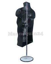 Male Mannequin Torso Form - Black Dress Form W Stand Hanging Hook