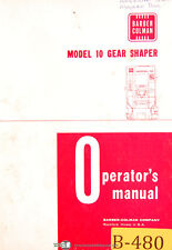 Barber Colman Model 10 Gear Shaper Operations Manual Year 1972