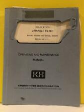 Krohn-hite 50b-580-1660 Filter 3200r 3202r Operating Maintenance Manual