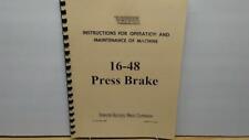 Verson 16-48 Press Brake Operation Maintenance Manual
