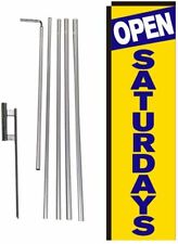 Open Saturdays Rectangle Feather Banner Flag With Pole Kit And Ground Spike...