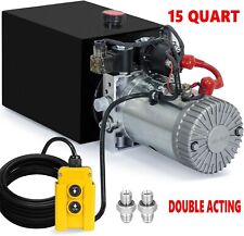 Double Acting Hydraulic Pump Dump Trailer Reservoir 15 Quart 12v Power Unit Pack