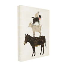Donkey Goat Dog And Cat Barnyard Friends Animals Stretched Canvas Wall Art