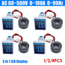 Ac 60-500v 0-100a 22mm 3 In 1 Voltmeter Ammeter Led Digital Voltamp Meter 1-4pc