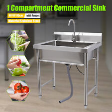 Commercial Kitchen Sink Stainless Steel 1 Compartment Utility Sink With Faucet