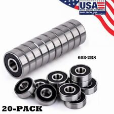 608-2rs Ball Bearing 8x22x7 Two Rubber Sealed Chrome Skateboard 608rs 20pcs