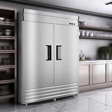 New Commercial Reach-in Refrigerator 2 Solid Door Stainless Steel Restaurant Bar