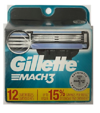 Mens Gillette Mach3 Refills Razor Blades - 12 Cartridges