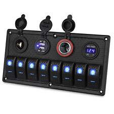 Blue 8 Gang Toggle Rocker Switch Panel Rv Truck Marine Boat Circuit Breaker 12v