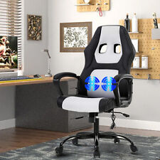 Massage Computer Gaming Chair Swivel Office Ergonomic Racing Chair Seat White