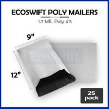 25 9 X 12 Ecoswift White Poly Mailers Shipping Envelopes Self Seal Bags 1.7 Mil