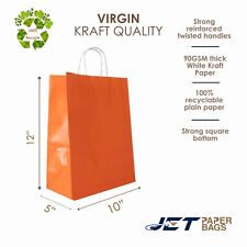 10 X 5 X 12 Orange Colored Kraft Paper Shopping Bags -orange-
