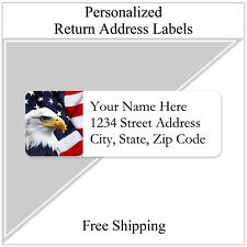 60 Return Address Labels Personalized Printed 34 X 2 14 American Eagle Flag