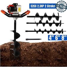 Gas-powered 52 Cc Post Hole Digger Earth Auger Engine With 4 6 8 Inch Drill Bits