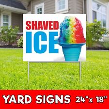 Shaved Ice Yard Sign Corrugate Plastic With H-stakes Ice Cream Cone Cold Flavor