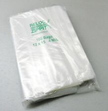 Reloc Zippit Bags 12x15 Clear 4 Mil 100pcs Reclosable Large Poly Bag 12 X 15