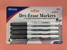 Bazic Black Fine Tip Dry-erase Marker 4 Per Pack