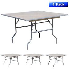 30 In Wood Square Folding Table 4 Pack Heavy Duty Party Event Office Reception