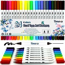 Dual Tip Brush Pens Adult Colouring Pens Felt Tips Watercolor Brush Art Marker
