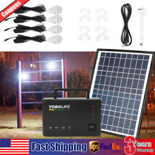 Portable Solar Panel Power Inverter Electric Generator Led Light Kit 110-220v Us