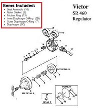 Victor Sr460a Acetylene Regulator Rebuildrepair Parts Kit W Diaphragm