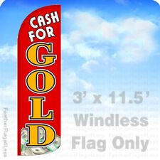 Cash For Gold - Windless Swooper Flag Feather Banner Sign 3x11.5 Rq
