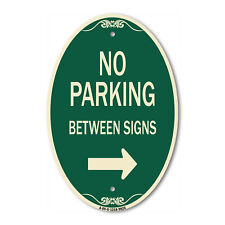 Designer Series Oval - No Parking Between Signs Right Green Tan